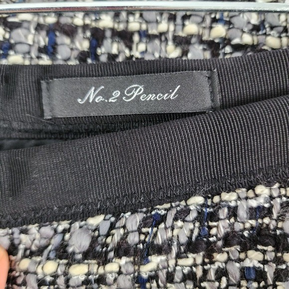J. Crew No.2 Wool Blend Tweed Midnight Pencil Skirt Size 2 - Picture 10 of 13